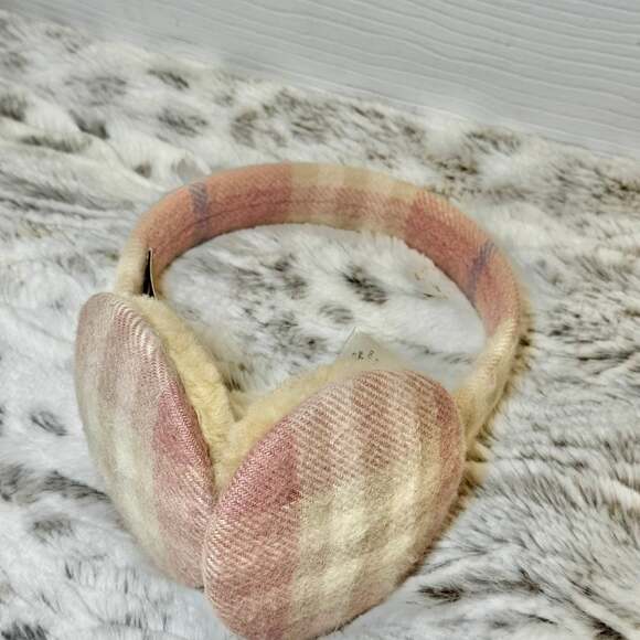 BURBERRY Light Pink Check Cashmere Earmuffs - one size - Picture 4 of 7